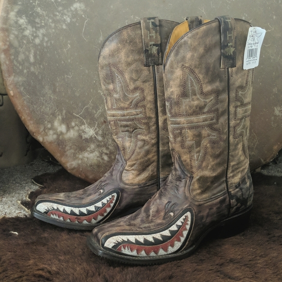 TIN HAUL "Sharky" Bomber Girl Pin-up cowboy western square toe boots NWT 11D - Picture 3 of 16